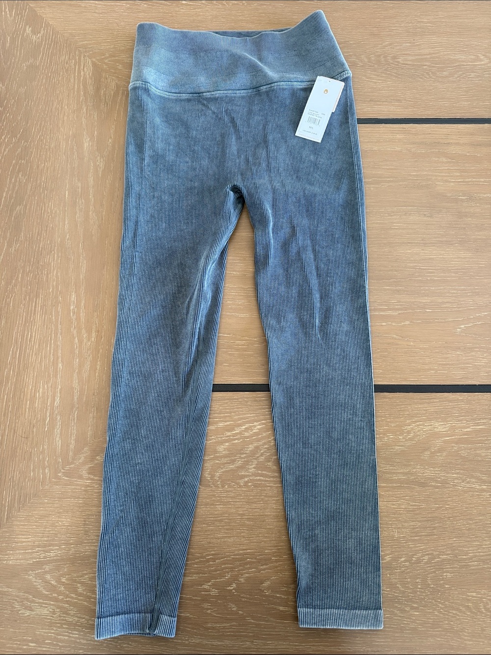 Spiritual Gangster Seamless Ribbed High-Waist Leggings - Slate Blue M/L